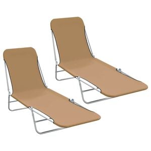 vidaXL Hopf&auml;llbara sols&auml;ngar 2 st st&aring;l och tyg taupe