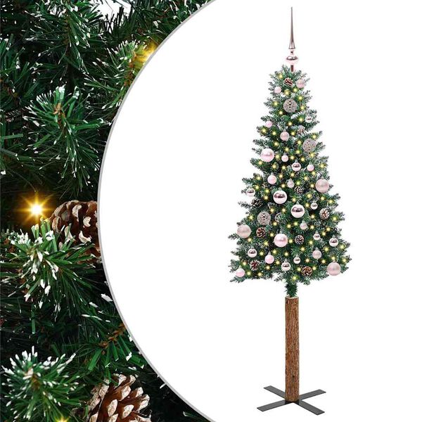 vidaXL Smal julgran med 150 LED-lampor Grön 150 cm PVC och solid furu