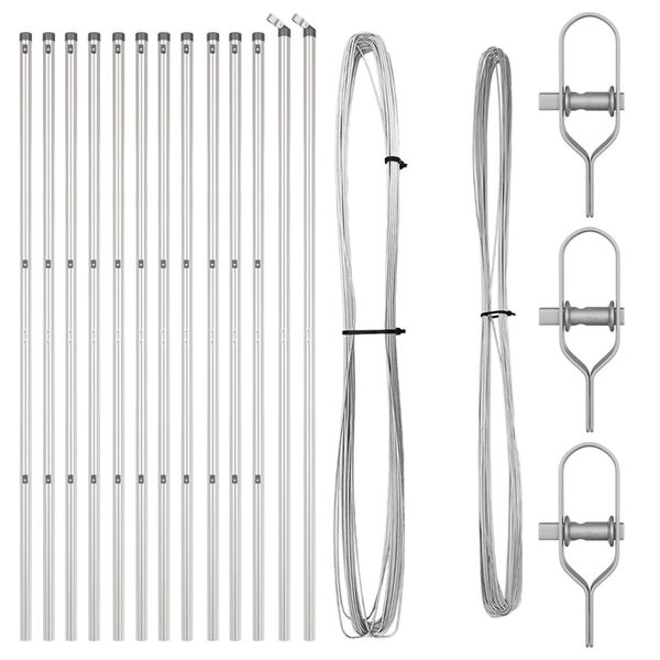 vidaXL Stängselstolpe 13 pcs Silver Stål