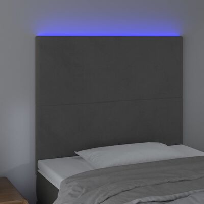 vidaXL Sänggavel LED mörkgrå 80x5x118/128 cm sammet