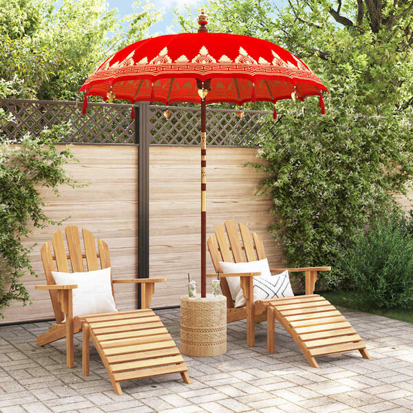 vidaXL Balinesisk Parasol Röd 185 x 185 x 260 cm Bomull