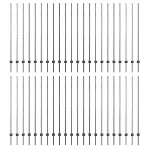 vidaXL Inb&auml;ddad staketpost 44 st Gr&aring; 200 cm Pulverlackerat st&aring;l