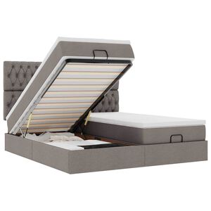 vidaXL Ottoman s&auml;ngram med madrasser taupe 180x200 cm tyg