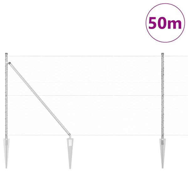 vidaXL St&auml;ngselstolpe Silver 50 x 1 m (50 mm maskor) St&aring;l