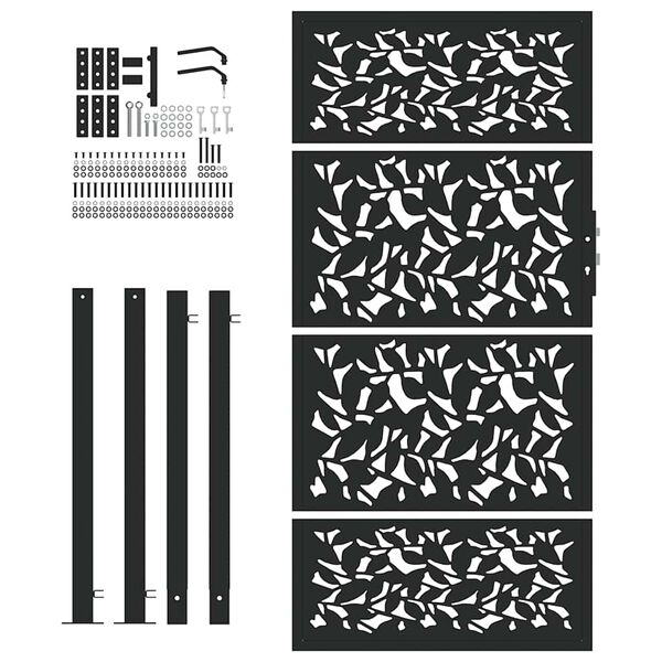 vidaXL Tr&auml;dg&aring;rdsgrind svart 100x175 cm st&aring;lbladsdesign