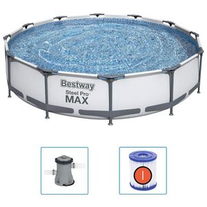 Bestway Pool med st&aring;lram Steel Pro MAX med tillbeh&ouml;r 366x76 cm