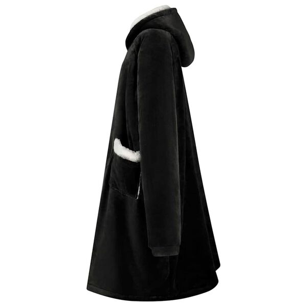 vidaXL Filt-hoodie Svart m Fleece och Flanell