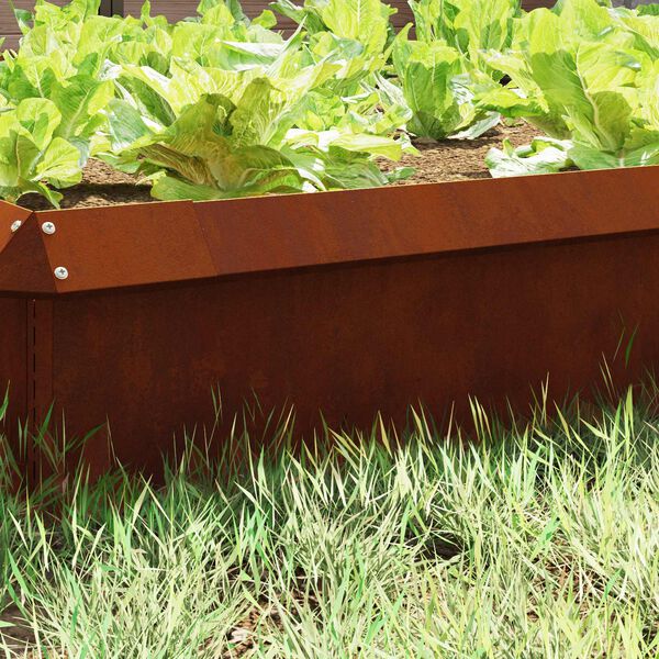 vidaXL Snigelfence 16 pcs Rostig 100 x 3,5 x 25 cm V&auml;derbest&auml;ndig st&aring;l