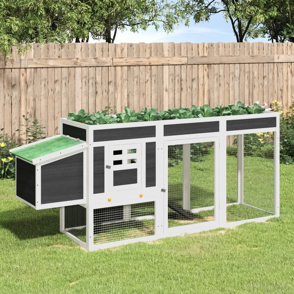 vidaXL H&ouml;nshus gr&aring; 204x50x84 cm massiv furu