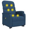 vidaXL Elektrisk massagefåtölj med uppresningshjälp blå tyg