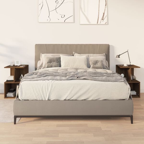 vidaXL S&auml;ngbord 2 st brun ek 35x35x55 cm konstruerat tr&auml;