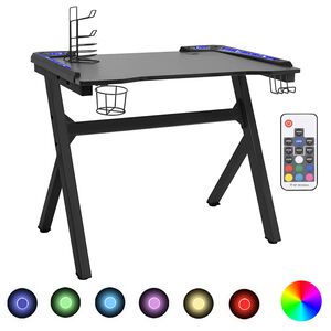 vidaXL Gamingskrivbord LED med Y-formade ben svart 110x60x75 cm