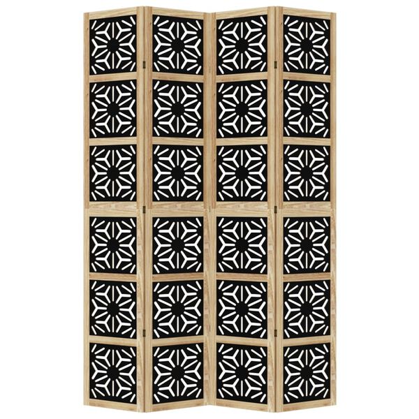 vidaXL Rumsavdelare 4 paneler brun och svart massivt paulownia