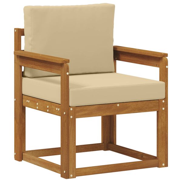 vidaXL Utomhussoffa Massivt akaciatr&auml; och polyester Naturf&auml;rg