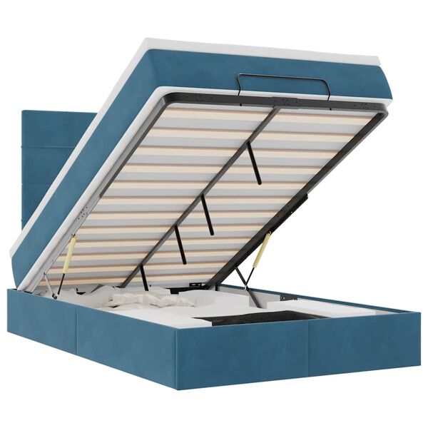 vidaXL Ottoman s&auml;ngram med madrasser m&ouml;rkbl&aring; 120x190 cm sammet