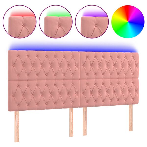 vidaXL S&auml;nggavel LED rosa 180x7x118/128 cm sammet