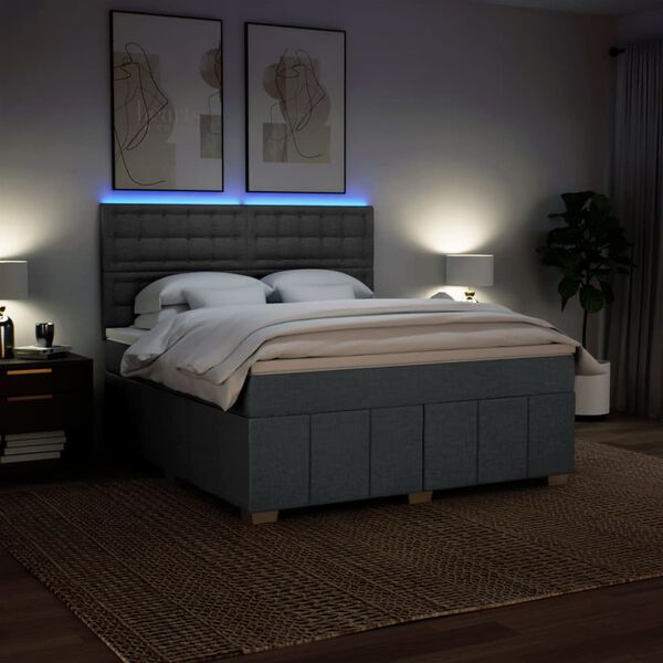 vidaXL Rams&auml;ng med madrass m&ouml;rkgr&aring; 180x200 cm tyg