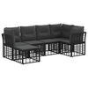 vidaXL Utomhussoffset med kudde 6 pcs Svart Polyester