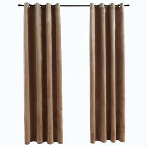 vidaXL M&ouml;rkl&auml;ggningsgardiner med ringar 2 st beige sammet 140x175 cm