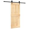 vidaXL Skjutd&ouml;rr Naturlig och svart 85 x 210 cm Massiv furutr&auml;d&ouml;rr