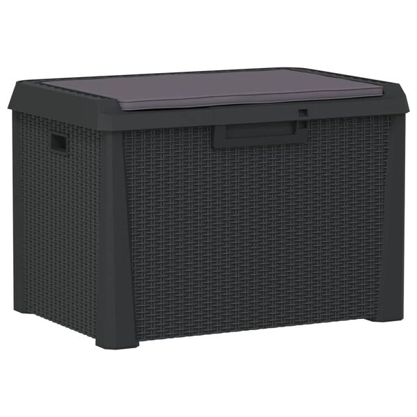 vidaXL Dynbox med sittdyna antracit 125 l PP