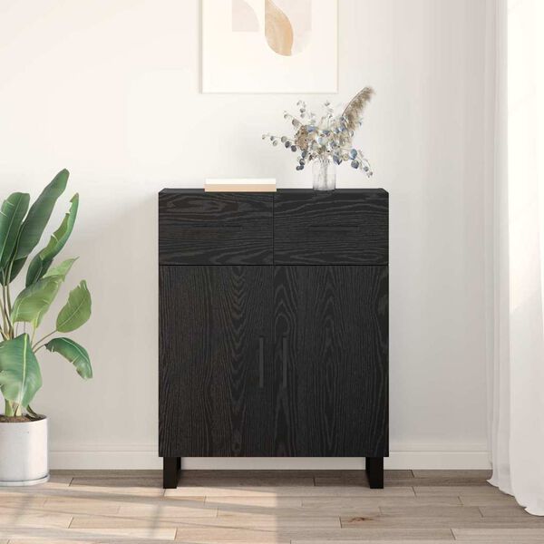 vidaXL Sideboard med l&aring;da Svart Ek 69,5 x 34 x 90 cm Konstruerat tr&auml;