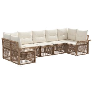 vidaXL Tr&auml;dg&aring;rdsoffset 7 st 7-Antal sittplatser Beige konstrotting