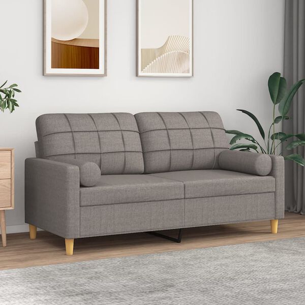 vidaXL 2-sits soffa med prydnadskuddar taupe 140 cm tyg