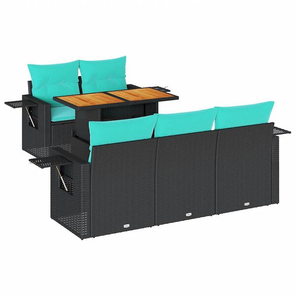 vidaXL Loungegrupp med dynor 6 delar svart konstrotting