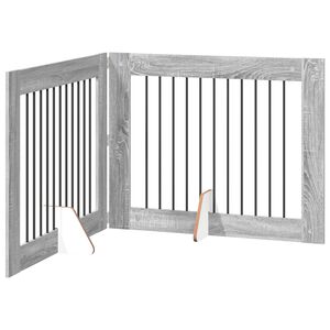 vidaXL F&auml;llbar hundgrind med stativ 2 st Gr&aring; sonoma-ek 200,5 cm