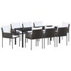 vidaXL Tr&auml;dg&aring;rdsm&ouml;belset 9 pcs Brun och svart PE Rattan