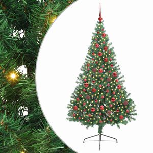vidaXL Konstgjord F&ouml;rbelyst Julgran med 300 LED-lampor Gr&ouml;n 180 cm PVC