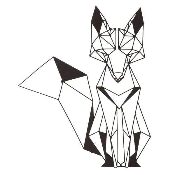 Homemania V&auml;ggdekoration Fox 33x40 cm svart st&aring;l
