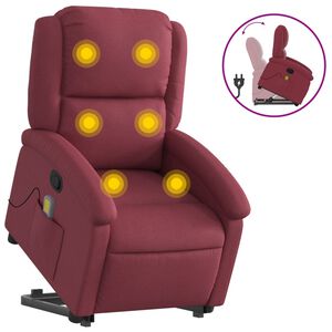 vidaXL Massagef&aring;t&ouml;lj med uppresningshj&auml;lp vinr&ouml;d tyg