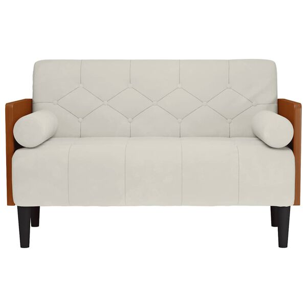 vidaXL Loveseat soffa med dynor gr&auml;ddvit 110 cm sammet