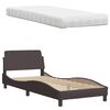 vidaXL Bed with Mattress "Hanko" Dark Brown 90x200 cm Fabric