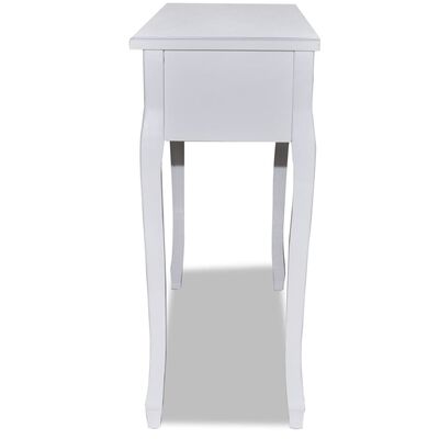 vidaXL Konsolbord med tre lådor vit