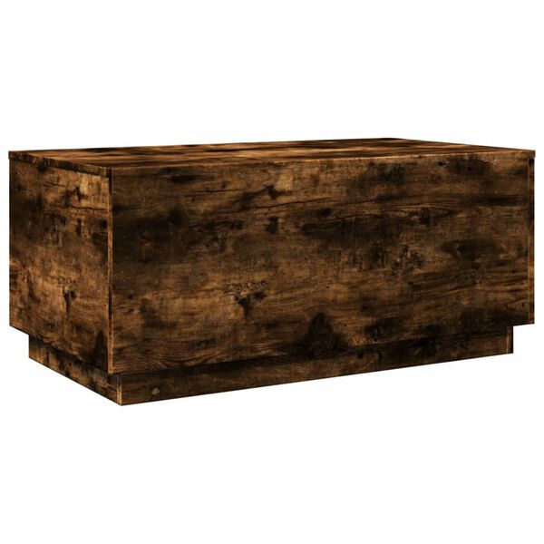 vidaXL Soffbord med LED r&ouml;kf&auml;rgad ek 90x50x40 cm