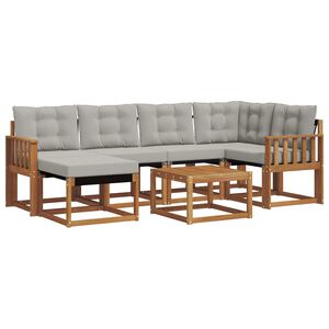 vidaXL Utomhussoffset med kudde 7 pcs Naturlig och Ljus Gr&aring;