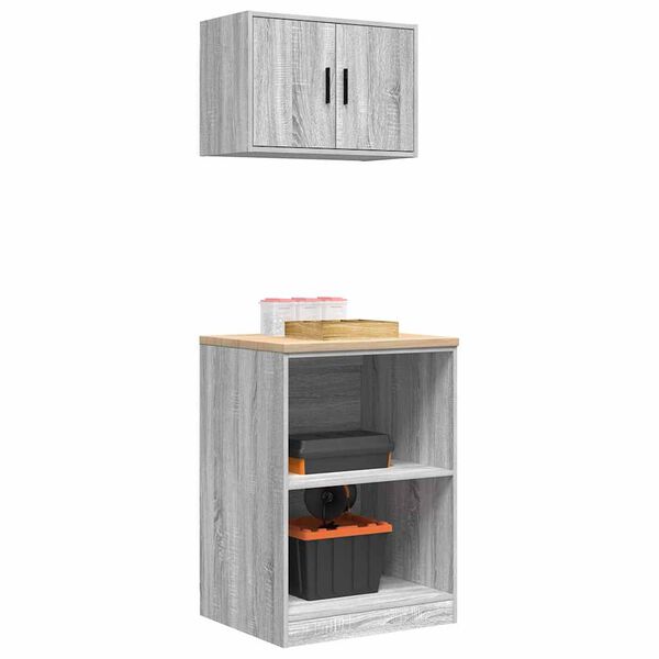 vidaXL Garagesk&aring;p 2 st, gr&aring; Sonoma konstruerat tr&auml;