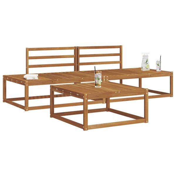 vidaXL Utomhussoffset 3 Stycke Naturf&auml;rg Massivt Akaciatr&auml;