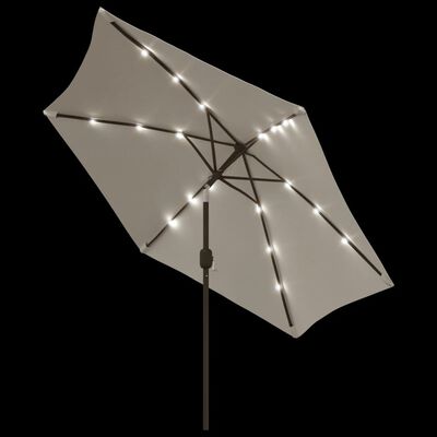 vidaXL Frihängande LED-parasoll 3 m sandvitt
