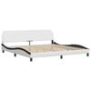 vidaXL Bed with Mattress "Zadar" White and Black 200x200 cm Faux Leather