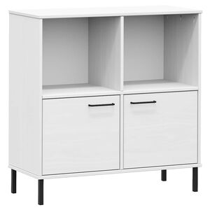vidaXL Bokhylla med metallben OSLO vit 90x35x90,5 cm massivt tr&auml;