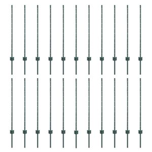 vidaXL Inb&auml;ddad staketpost 22 st Gr&ouml;n 140 cm Pulverlackerat st&aring;l