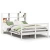 vidaXL S&auml;ng med bokhylla utan madrass vit 140x190cm massiv furu
