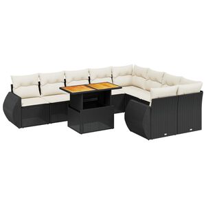 vidaXL Loungegrupp 10 delar med svarta dynor konstrotting