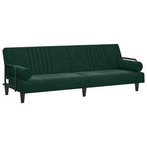 vidaXL B&auml;ddsoffa med armst&ouml;d m&ouml;rkgr&ouml;n sammet