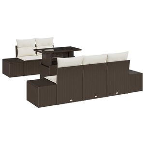 vidaXL Soffset med kudde 6 pcs Brun och Kr&auml;m konstrotting