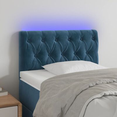 vidaXL Sänggavel LED mörkblå 80x7x78/88 cm sammet